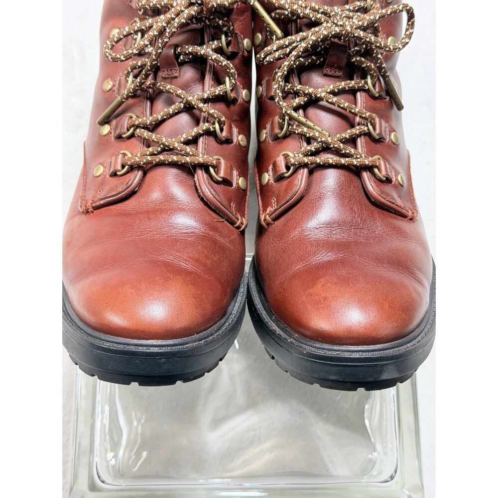 Cole Haan Grand OS Waterproof Leather Combat Boot Lug Sole Cognac Tan Hike 9.5 B - Picture 7 of 14
